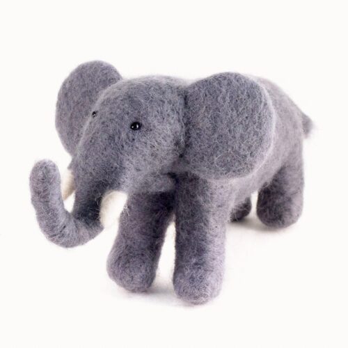 Felted Wool Elephant - Gray
